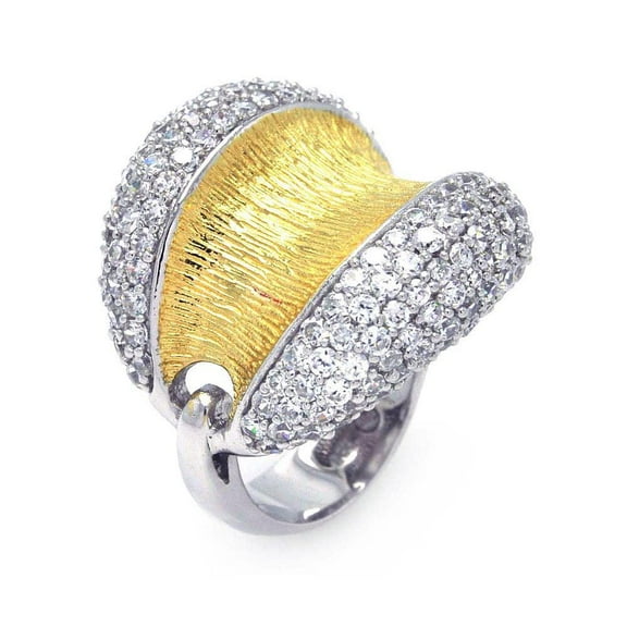 Sterling Silver 925 Rhodium Gold Plated Clear CZ Open Dome Ring White Jewelry Female Size 9