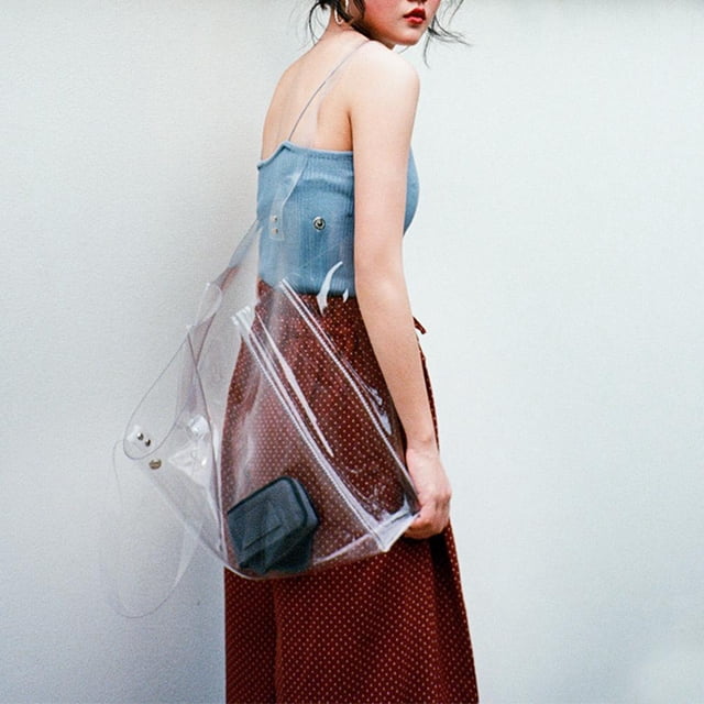 Bolsos de mano transparentes de PVC para mujer Bolsos de playa de compras de hombro transparente