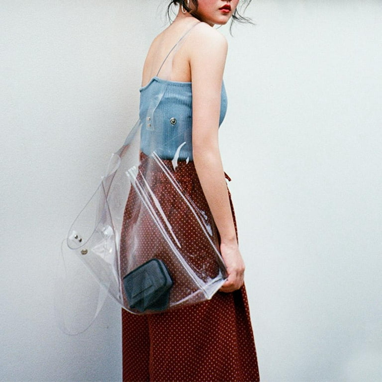 Aktudy Women PVC Transparent Totes Handbags Clear Shoulder