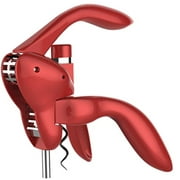 Angle View: Houdini 3-piece Lever Corkscrew in Red with Foil Cutter