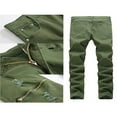 thumbnail image 3 of Men‘s Slim Pencil Trousers Ripped Zipper Feet Trousers Stretch Pants, 3 of 3