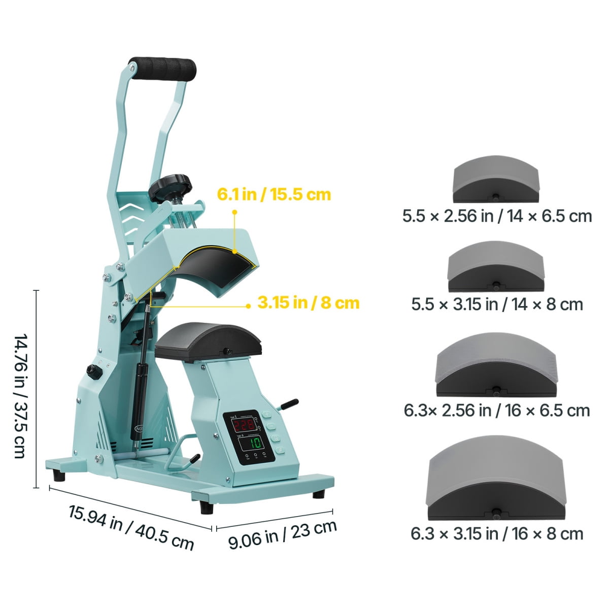 Hat Heat Press Machine For Caps With 4 Platens Green Heat Press For HTV And Heat Transfer Projects