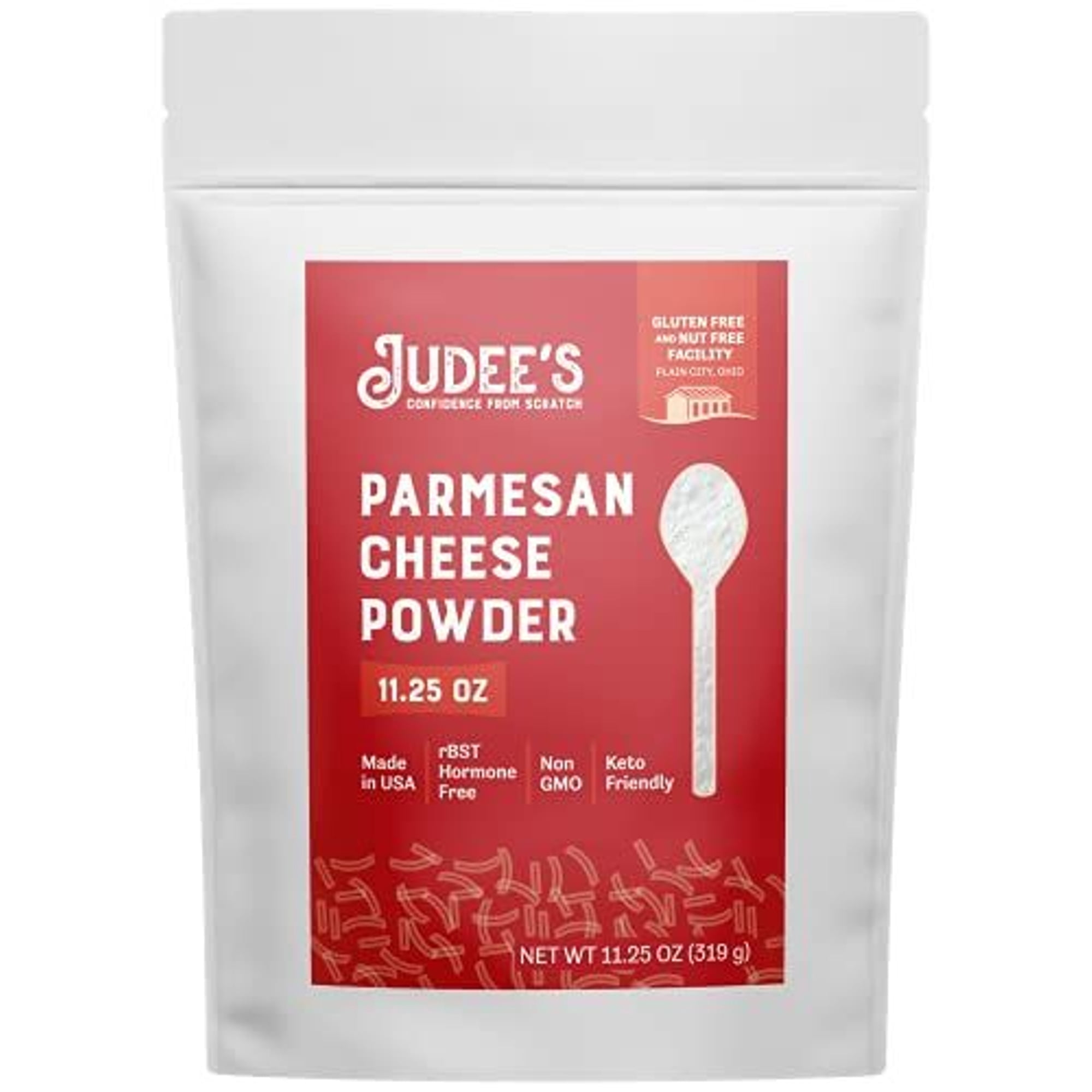 Judee’s Parmesan Cheese Powder 11.25oz - 100% Non-GMO Keto-Friendly rBST Hormone-Free Gluten-Free & Nut-Free - Made from Real Parmesan Cheese - Use in Dips Soups and Seasonings