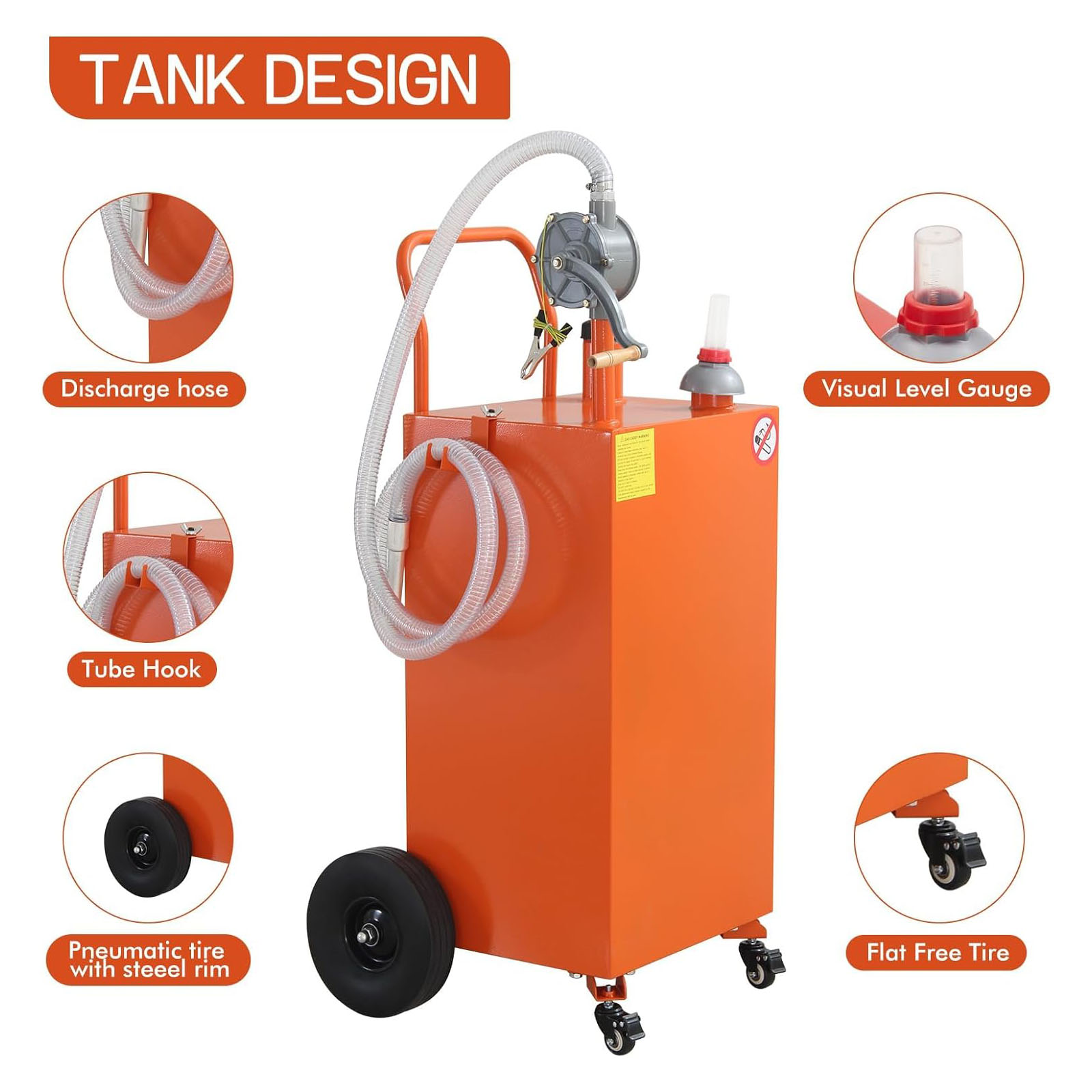 M optimized 30 Gallon Gas Caddy, Portable Fuel Transfer Storage Tank with 4 Wheels and 2-Way Rotary Pump, Large Diesel Kerosene Can Container for Cars Boat ATV Motorcycle Lawnmower