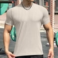 thumbnail image 1 of Camisas Elvqul de Hombre Gym Beige Playa Manga Corta sin Estampado Cuello Redondo, 1 of 5