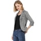 thumbnail image 1 of Blazer De Solapa Con Muescas Y Mangas 3/4 A Rayas Para Mujer Gris oscuro S, 1 of 6