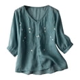thumbnail image 1 of Blusas de Manga Corta para las Mujeres Cuello en V Casual Camiseta de Sudadera Top, Blusas para las Mujeres Casual, 1 of 6