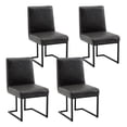 thumbnail image 2 of Faux Leather Mid Century Modern Dining Chair Set of 4, Upholstered Padded Dining Chairs Armless Accent Chair with Black Metal Frame for Dining Room/Living Room/Kitchen/Office, Dark Grey, 2 of 8