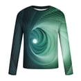 thumbnail image 5 of Blusas y camisas de manga larga con cuello redondo para hombre, blusa informal de manga larga con cuello redondo y estampado de rayas, blusa de poliéster para hombre, 5 of 5