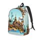 thumbnail image 1 of Disketp Iconic Global Landmarks print Canvas Backpack Lightweight Travel Daypack Student Rucksack Laptop Backpack-Medium, 1 of 5