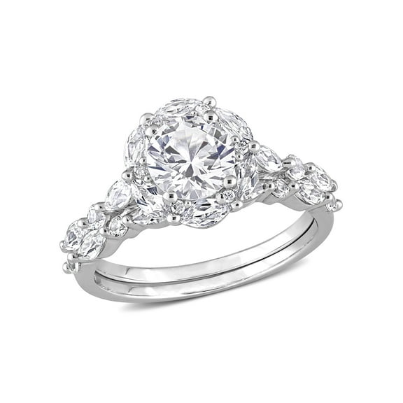 Everly Women's Sapphire Created Sapphire 10k White Gold Bridal Set