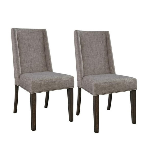 Pemberly Row Modern Wood Upholstered Side Chair in Gray (Set of 2)