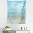 thumbnail image 1 of Summer Tapestry, Sunny Summer Day at the Sandy Beach Tranquil Calm Shore Sea Horizon Image Artprint, Fabric Wall Hanging Decor for Bedroom Living Room Dorm, 5 Sizes, Blue Cream, by Ambesonne, 1 of 1