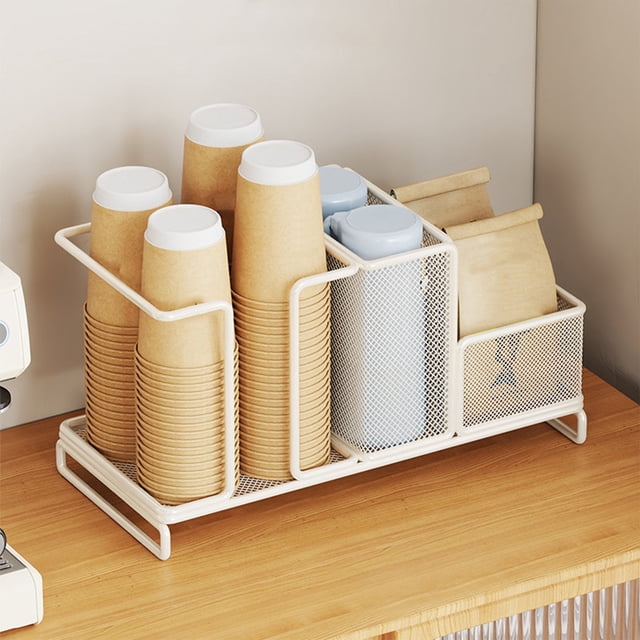 shyuyusa Household Disposable Cup Storage Holder, Desktop Multi Grid Cup Rack for Coffee Cup Placement, Milk Tea Cup Arrangement and Dining Table Storage