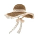 thumbnail image 1 of Sombrero de ala ancha para el sol, gorra ligera, sombrero de paja para mujer para viajes cortos, fiestas al aire libre Caqui oscuro, 1 of 9