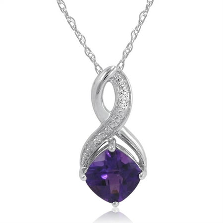 Gemstone and Diamond Pendant Necklace in Sterling Silver