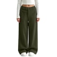 thumbnail image 2 of ZACPNCV Girls Corduroy Wide Leg Pants with Pockets High Waisted Loose Straight Fit Trousers Solid Color Casual Long Pants for Kids,Green, 2 of 9