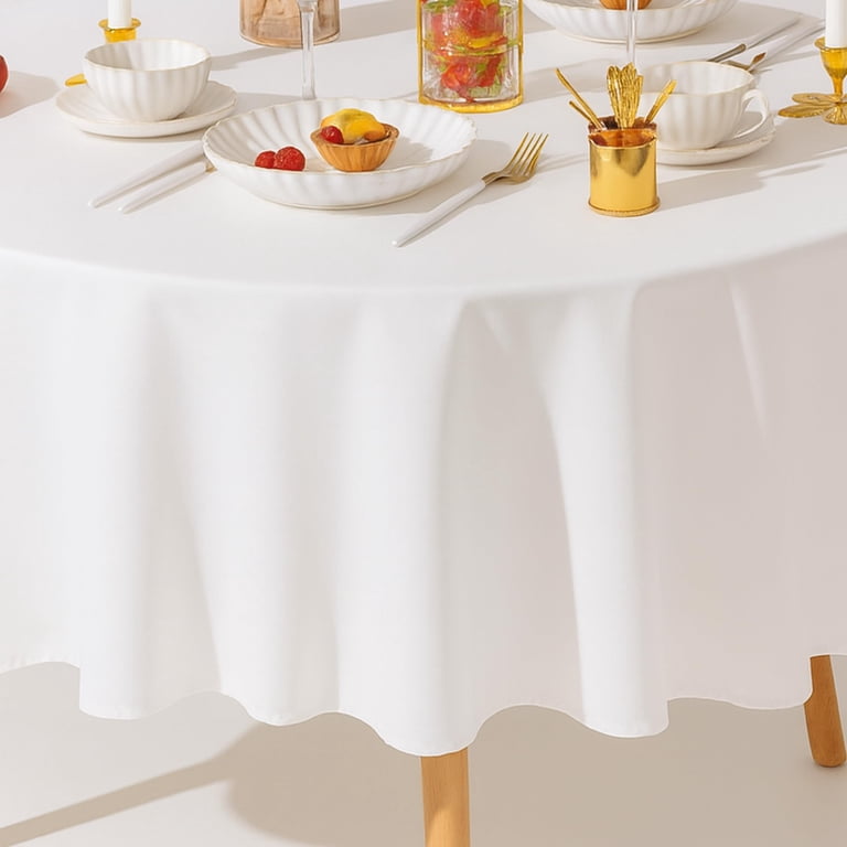 White Classic Round Tablecloths, 2 Pack, 70 In White photo 8