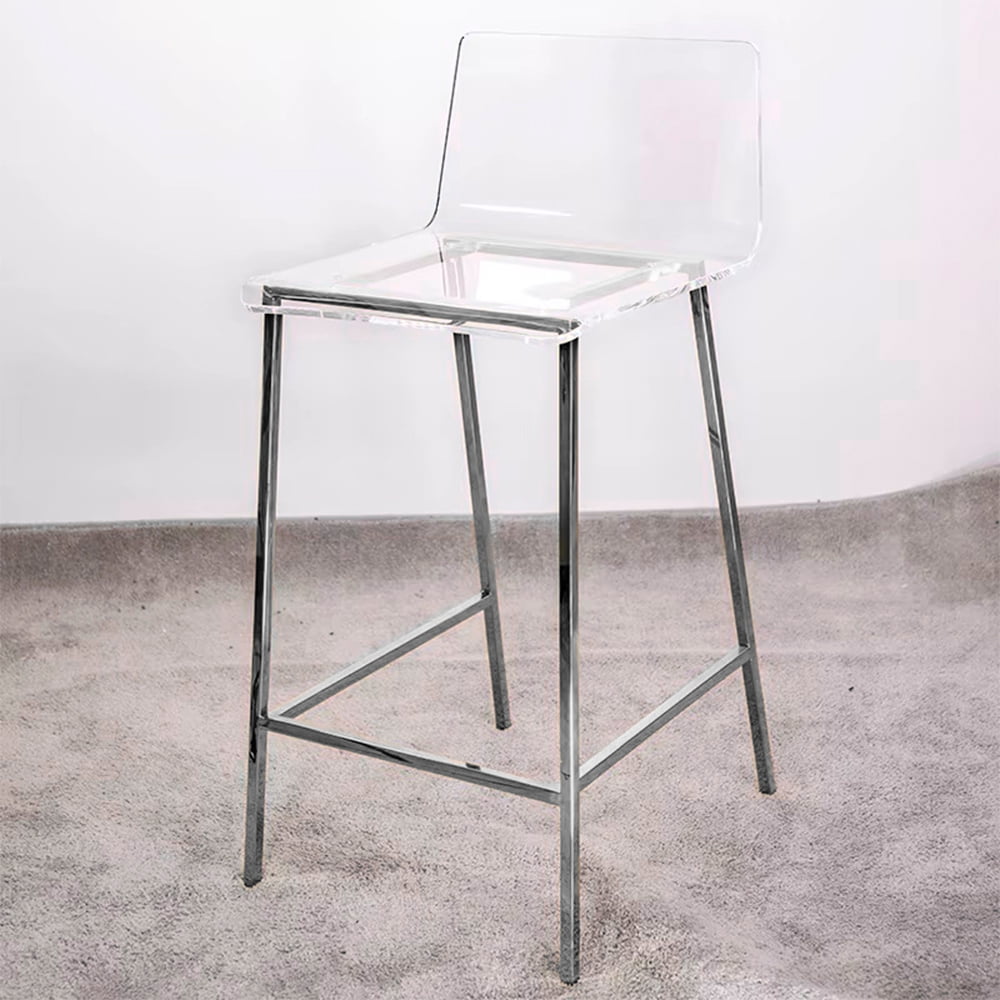 Tabouret de comptoir en acrylique transparent – Heavenly Collection, base argentée | Parfait pour un îlot de cuisine ou une salle à manger