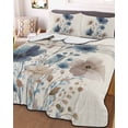 thumbnail image 3 of Quilts Full Size Bedding Set, Navy Blue Floral Lightweight Quilted Comforter, Watercolor Flowers Farmhouse Linen Soft Reversible Bedspread Coverlet with Pillow Covers for All Season, 78" x 90", 3 of 7