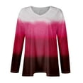 thumbnail image 4 of TQWQT Plus Size Womens Tops 4x-5x Fall V Neck T Shirts Gradient Graphic Tees Long Sleeve Tee Shirt Tops Large Casual Outfits for Women Red 5XL, 4 of 6