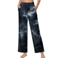 thumbnail image 3 of Psesaysky Lightning Print Wide Leg Casual Pants for Women High Waisted Vacation Travel Trousers Business Casual Slacks Drawstring Flowy Palazzo Pant, Size S, 3 of 7