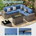 thumbnail image 4 of Poteban Outdoor Sectional with Fire Pit Table, 8 Inch Armrest Patio Furniture Set for Garden Backyard, 4'' Thickened Cushion,Gtey&Blue, 4 of 7