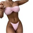 thumbnail image 2 of Aloohaidyvio sexy bikini swimsuit set,Womens Off Shoulder Halter Solid Sexy Bikini Push-Up Padded Swimwear Swimsuit Beachwear Set, Swimsuits for Women 2 Piece, 2 of 6