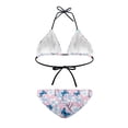 thumbnail image 3 of COEQINE Women's High Leg Bikini Padded Top Halter String Cheeky Spandex Bottoms Bikini Set 2 Piece Removable Pad Sexy Swimsuit, White Cherry Blossom Blue Butterfly Pink, S, 3 of 7
