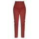 thumbnail image 1 of Pantalones de vestir Prolriy para mujer, tallas grandes, cintura alta, elásticos, para trabajo, informales, rectos, de negocios, con bolsillo, color rojo, talla S, 1 of 4