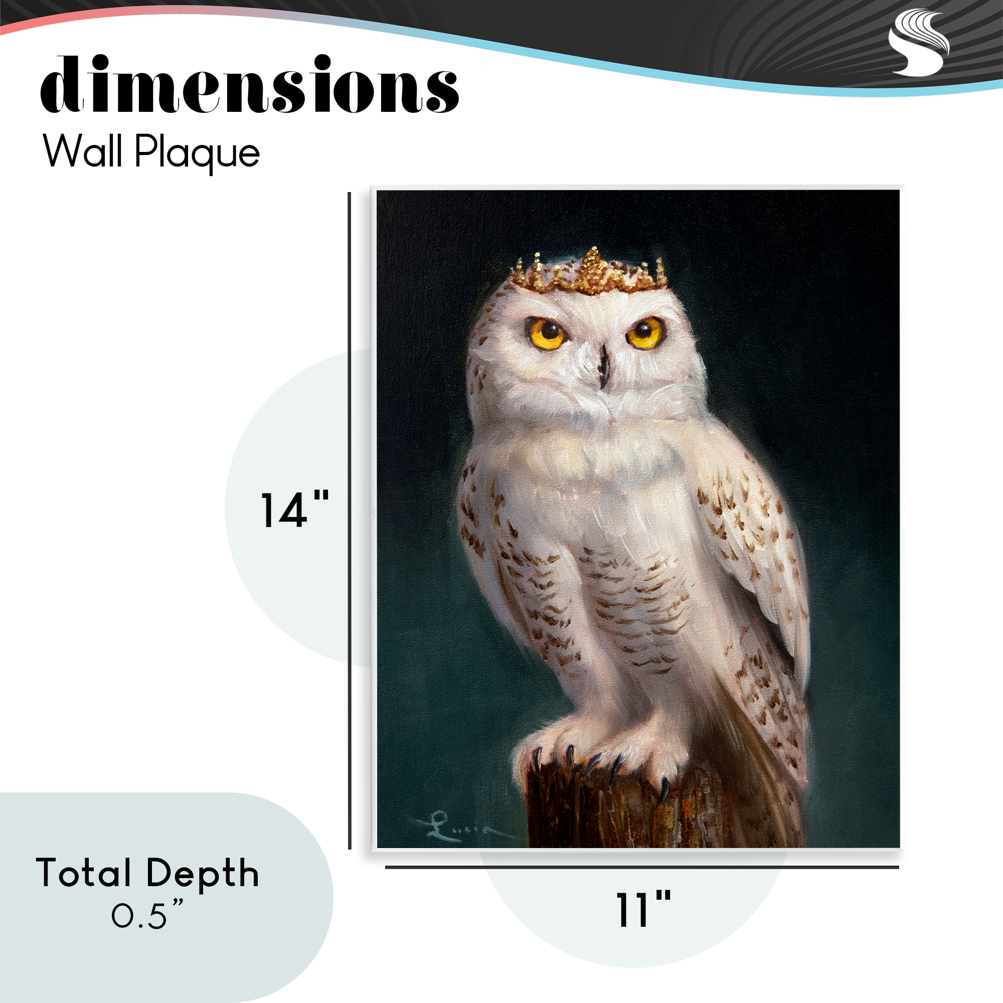 Snowy Owl King Wall Plaque Art, design by Lucia Heffernan
