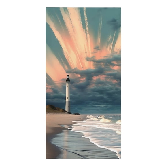 RKSupls Lighthouse Beach Sky Clouds Microfiber Beach Towel Absorbent Compact Towels for Swimming Pool Beach Travel Things for Vacation Essentials Adult Gift,61.4×30.3Inch