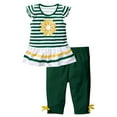 thumbnail image 2 of TMOYZQ Baby Days Savings!Toddler Little Girls Flower Stripe Outfits Casual Ruffle Short Sleeve Shirt Tops + Pant Set Kids Fall Summer 2Pcs Baby Clothes On Clearance, 2 of 7