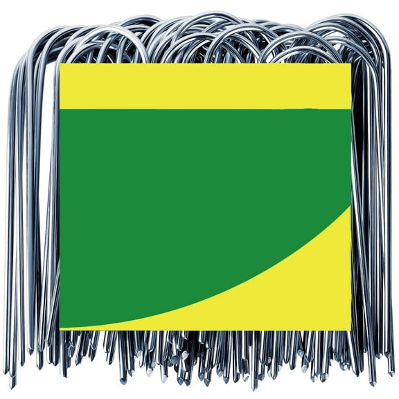 U Shape Garden Stakes 40 Pack 4 Inch Galvanized Steel, Heavy Duty Landscape Staples for Irrigation Tubing, Weed Barriers, Lawns, Fabrics, Floor Mats, Silver