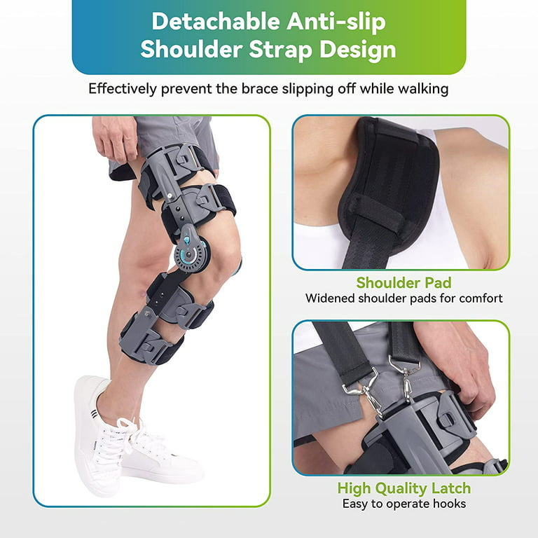 Orthomen Hinged ROM Post OP Knee Brace Immobilizer Leg Braces Support  Orthosis One Size Fits Most 