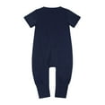 thumbnail image 4 of QUYUON Infant Newborn Rompers Toddler Baby Boys Girls Crew Neck Short Sleeve T-Shirts Jumpsuits Zipper Front One-Piece Bodysuits Pajamas Sleepwear Navy 6-12 Months, 4 of 8