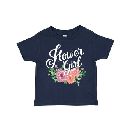 

Inktastic Flower Girl Hand Lettering with Flowers Illustration Gift Toddler Toddler Girl T-Shirt