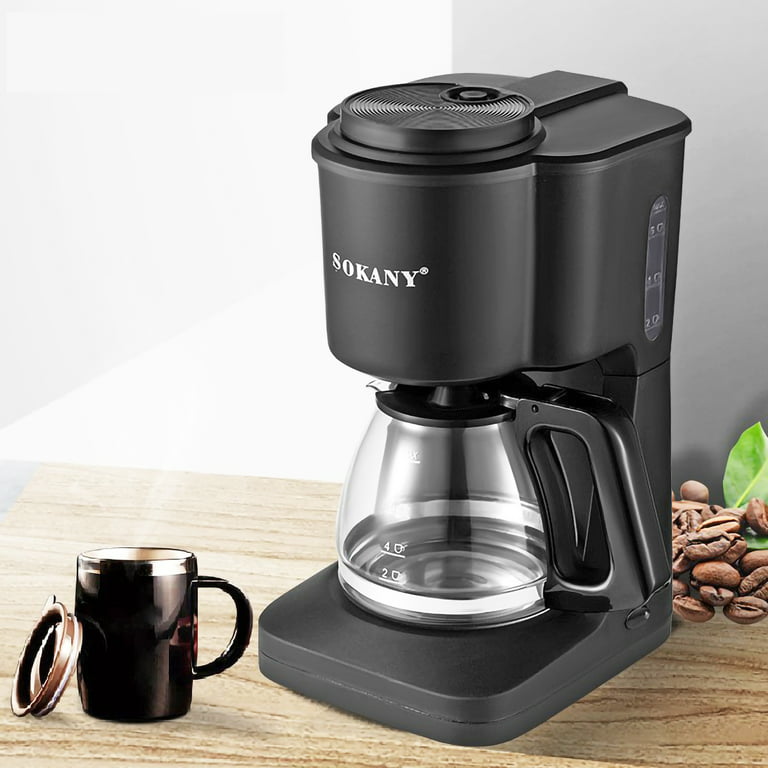 FixtureDisplays® 6-Cup Mini Switch Coffee Maker Black 6.3 X 7 X 11.41  inches 15668