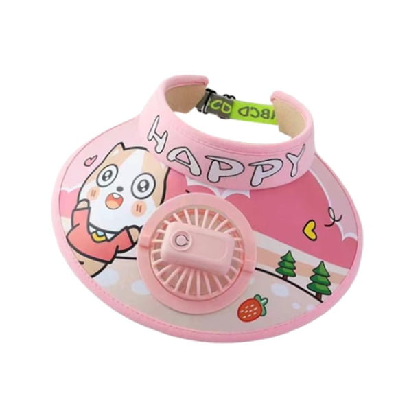 Sombrero con ventilador de refrigeración, accesorios, lindo sombrero de playa flexible y ajustable, sombrero de ala grande para el sol. gato rosa