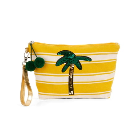- No Boundaries Palm Tree Flip Sequin Wristlet Pouch