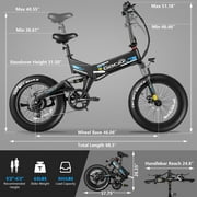 Gocio Foldable Electric Bikes Adult 20x4 Fat Tire Electric Bike, 48V 10.4Ah, 500W Electric Mountain Bike Full Suspension, LCD, Shimano 7 Speed Electric Cruiser Bicycle UL2849 Certified