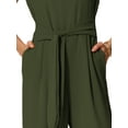 thumbnail image 5 of INSPIRE CHIC Wide Leg Jumpsuit for Women's V Neck Casual Sleeveless Romper L Army Green, 5 of 6