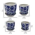 thumbnail image 5 of Benjara Planter With Saucer Set of 4- Vintage Blue Floral Print- White Ceramic, 5 of 6