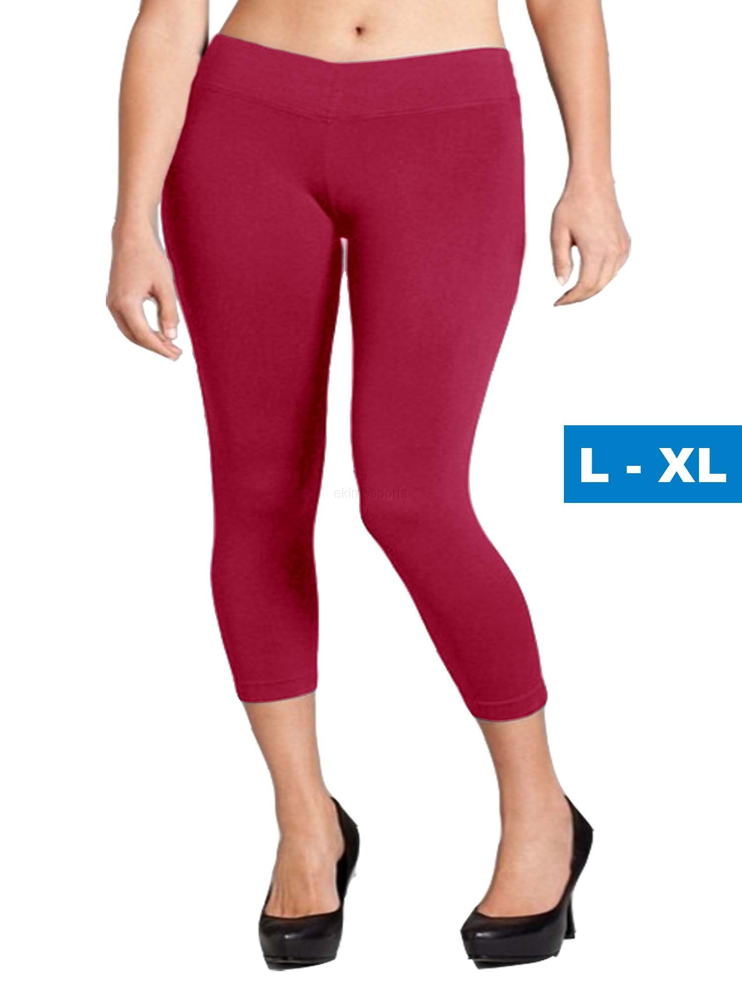 Women Seamless Basic Stretch Capri Leggings Large XLarge