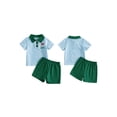 thumbnail image 2 of BemeyourBBs Toddler Baby Boys Golf Outfits Short Sleeve Striped Button Up Laple Shirt with Elastic Waist Shorts Set Newborn Infant Summer Clothes, 2 of 9