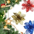 thumbnail image 2 of Ounissouiy 10 piezas Navidad flores artificiales brillo diseño hueco boda Kits de decoración para fiestas azul, 2 of 6