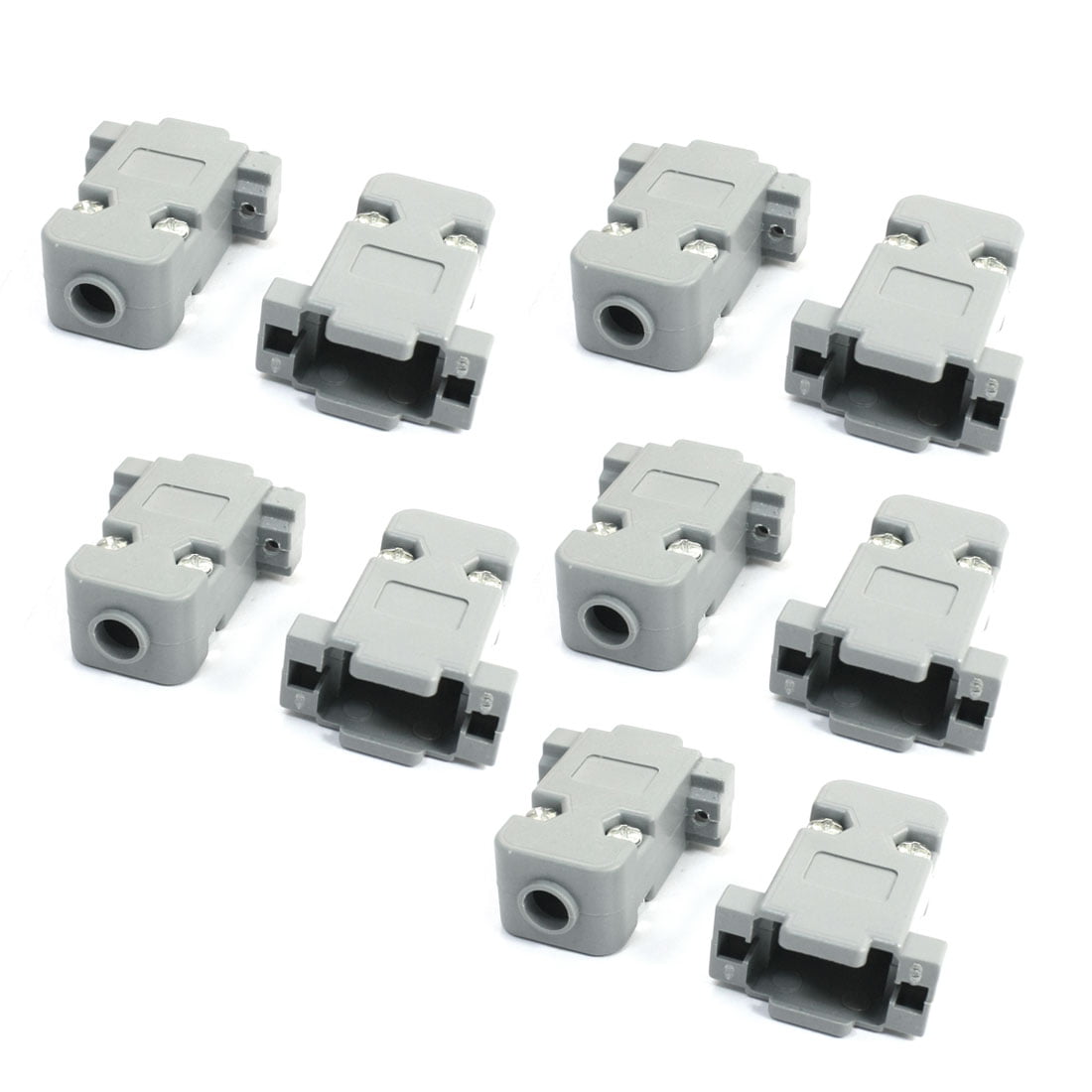 5X DB9 9-Pin Female Solder Cup Connector with Plastic Hood Shell & Hardware DB-9 