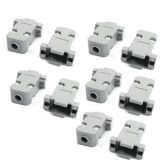 10 Pcs DB9 Connector Covers Male Female Gray Plastic Hood DB9 Connector Shell Housing Cover with Screws
