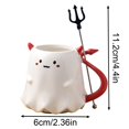 thumbnail image 2 of Cup 1Pc, Fork 1Pc Cartoon Small Tail Ceramic Cup Novel And Quirky Mug Red, 2 of 8