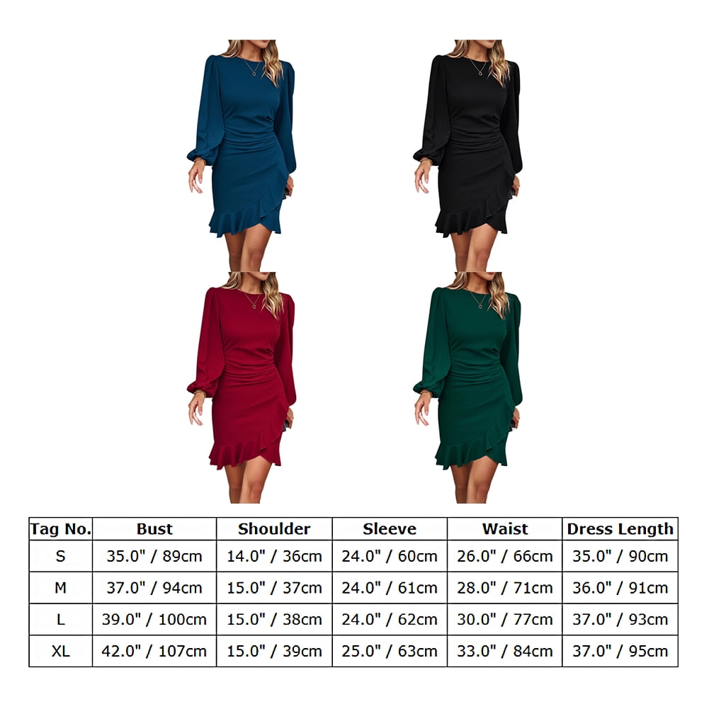 IWEMEK Womens Dress Long Sleeve Casual Fall Bodycon Dresses Crew Neck Semi Formal Business Outfits Fashion Chic Clothes